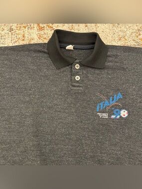 VTG 90s Italia 90 World Cup Polo Sweatshirt Medium